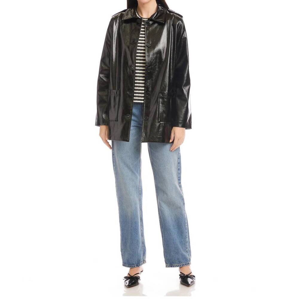NEW FIFTEEN TWENTY janet faux patent leather jacket in black